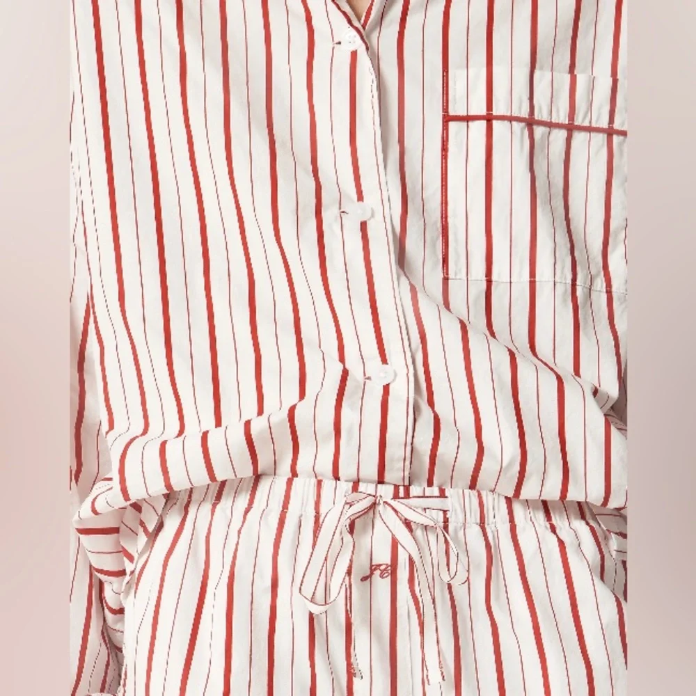 J.Crew Cotton poplin long-sleeve pajama pant set in peppermint stripe CP547